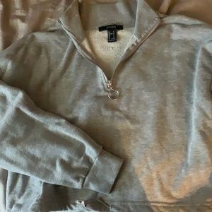 grey cropped quarter zip